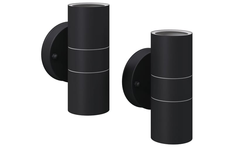 Utendørs LED Vegglamper 2 stk Rustfritt stål Oppover/Nedover - Svart - Hage - Utemiljø - Entré - Entrébelysning