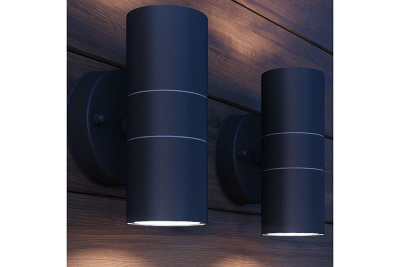Utendørs LED Vegglamper 2 stk Rustfritt stål Oppover/Nedover - Svart - Hage - Utemiljø - Entré - Entrébelysning