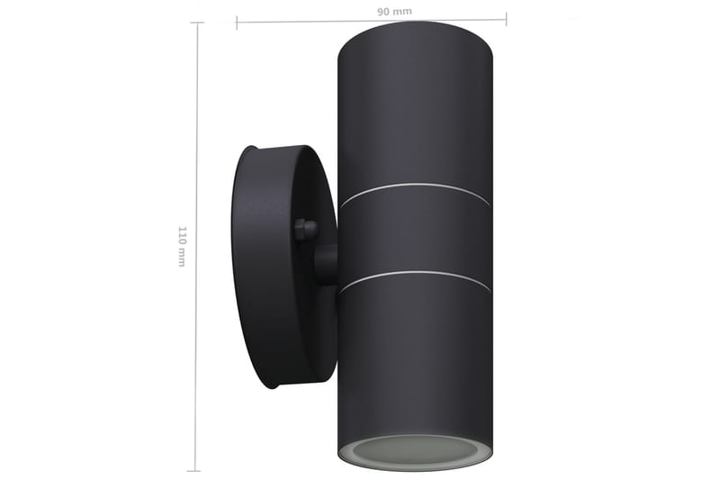 Utendørs LED Vegglamper 2 stk Rustfritt stål Oppover/Nedover - Svart - Hage - Utemiljø - Entré - Entrébelysning