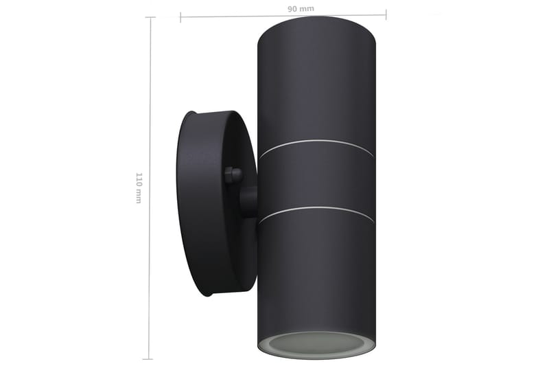 Utendørs LED Vegglamper 2 stk Rustfritt stål Oppover/Nedover - Svart - Utebelysning - Fasadebelysning - Entrébelysning