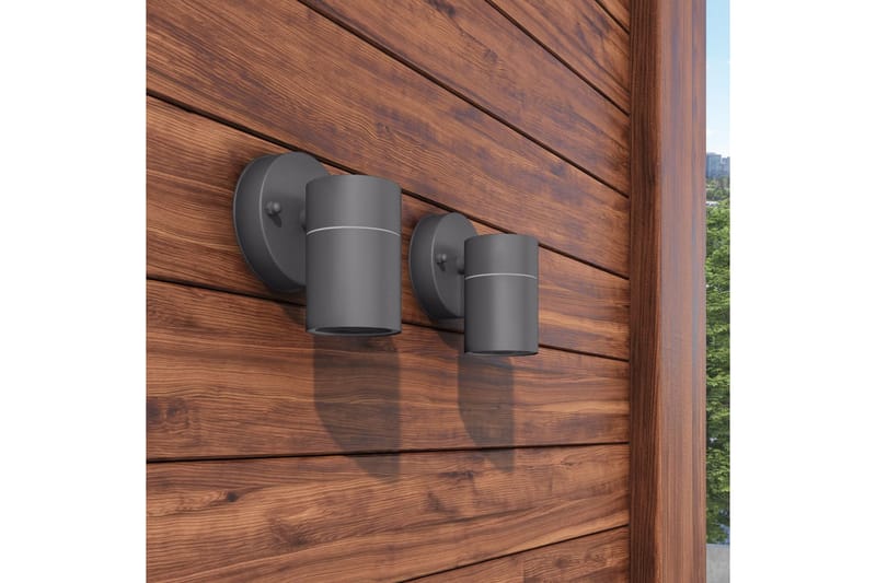 Utendørs vegglampe 2 stk rustfritt stål nedover - Svart - Hage - Utemiljø - Entré - Entrébelysning