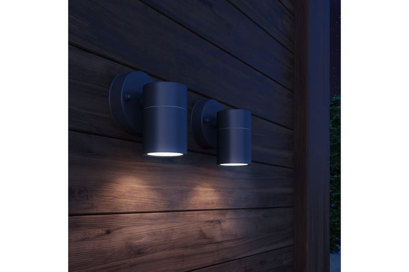 Utendørs vegglampe 2 stk rustfritt stål nedover - Svart - Hage - Utemiljø - Entré - Entrébelysning