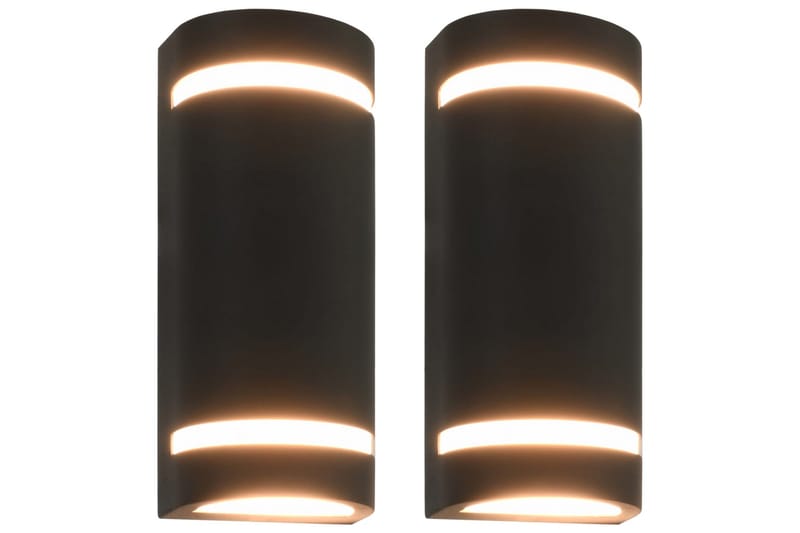Utendørs vegglamper 2 stk 35 W svart halvrund - Hage - Utemiljø - Entré - Entrébelysning