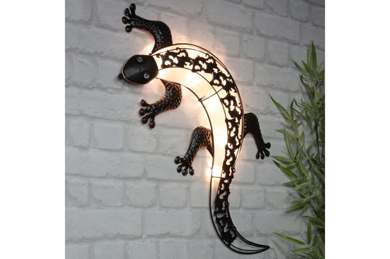 HI Soldrevet LED-hagelys veggmontert gekko - Brun - Hage - Utemiljø - Entré - Entrébelysning