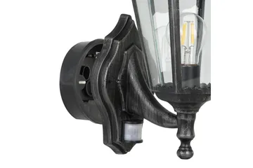 Vegglampe Utendørs Eglo Navedo med Sensor Svart, Sølvpatinert, Klar - Svart/Sølv - Hage - Utemiljø - Entré - Entrébelysning