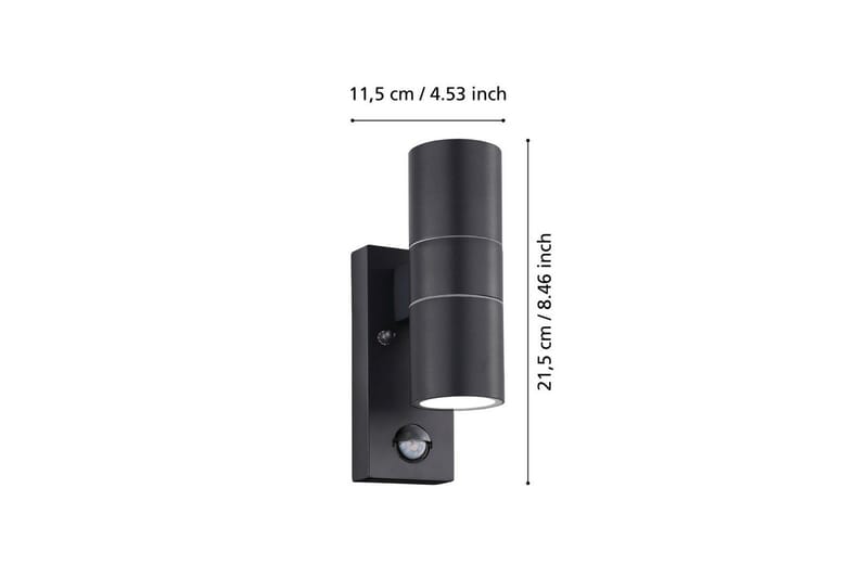 Vegglampe Utendørs Eglo Riga 5 med 2 Lamper og Sensor Antrasitt Klar - Antrasitt - Hage - Utemiljø - Entré - Entrébelysning
