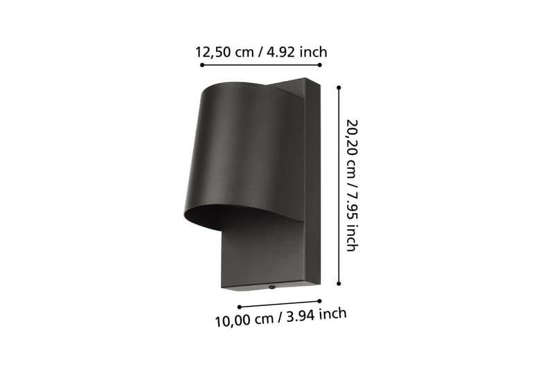 Vegglampe Utendørs Eglo Stagnone - Svart - Hage - Utemiljø - Entré - Entrébelysning