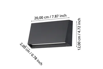 Vegglampe utendørsbelysning Eglo Spongano 120 mm - Antrasitt - Hage - Utemiljø - Entré - Entrébelysning