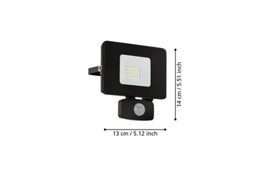 Veggstrålkaster Utendørs Eglo Faedo 3 med Sensor 20W, Svart - Svart - Hage - Utemiljø - Entré - Entrébelysning