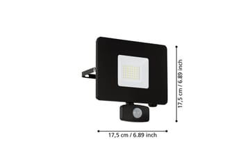 Veggstrålkaster Utendørs Eglo Faedo 3 med Sensor 30W, Svart - Svart - Hage - Utemiljø - Entré - Entrébelysning