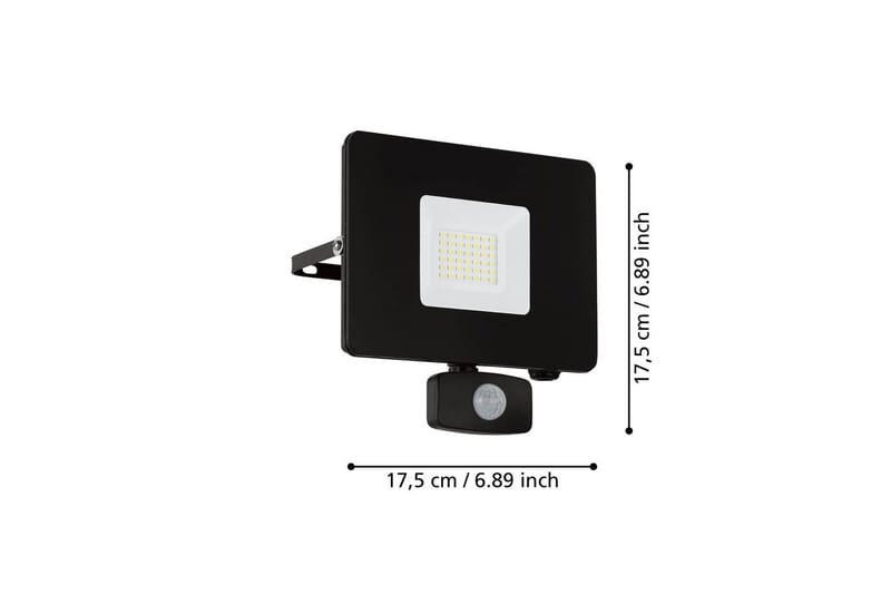 Veggstrålkaster Utendørs Eglo Faedo 3 med Sensor 30W, Svart - Svart - Hage - Utemiljø - Entré - Entrébelysning