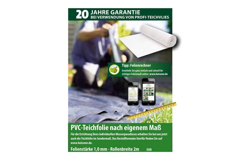 Duk til dam Heissner PVC 0,5 mm, 4 x 6 m (24 kvm) - 0,5 mm, 4 x 6 m (24 kvm) - Hage - Utemiljø - Hagedekorasjon - Dam & fontene