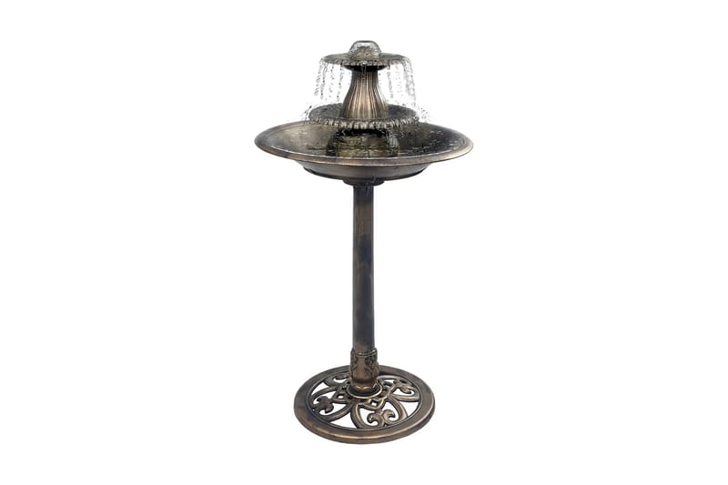 Fuglebad med fontene bronse 50x91 cm plast - Brun - Hage - Utemiljø - Hagedekorasjon - Dam & fontene