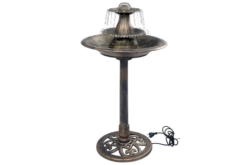 Fuglebad med fontene bronse 50x91 cm plast - Brun - Hage - Utemiljø - Hagedekorasjon - Dam & fontene