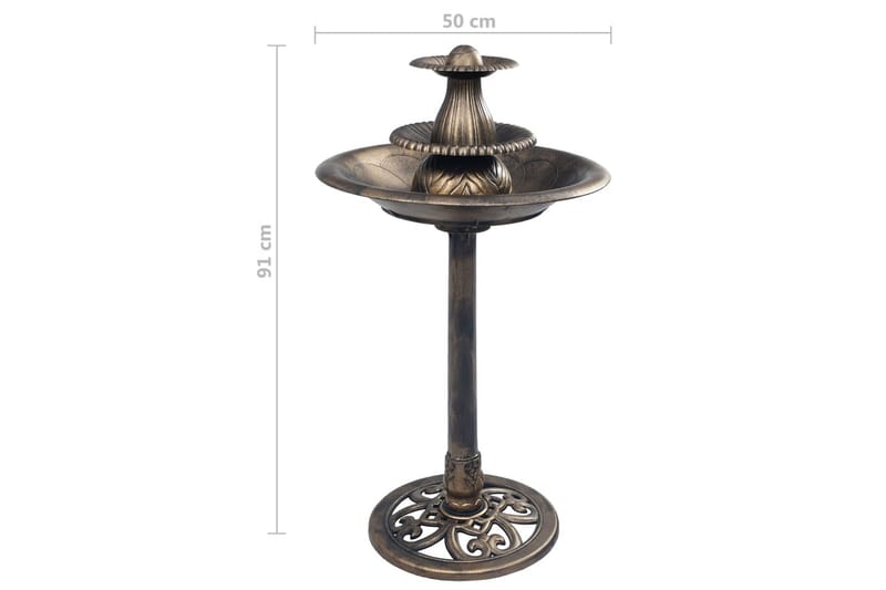 Fuglebad med fontene bronse 50x91 cm plast - Brun - Hage - Utemiljø - Hagedekorasjon - Dam & fontene