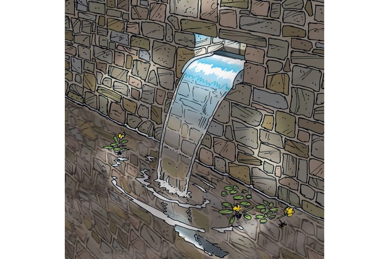 Ubbink Vannfall Nevada rustfritt stål 30 cm med LED-lys - Dam & fontene - Fossdam