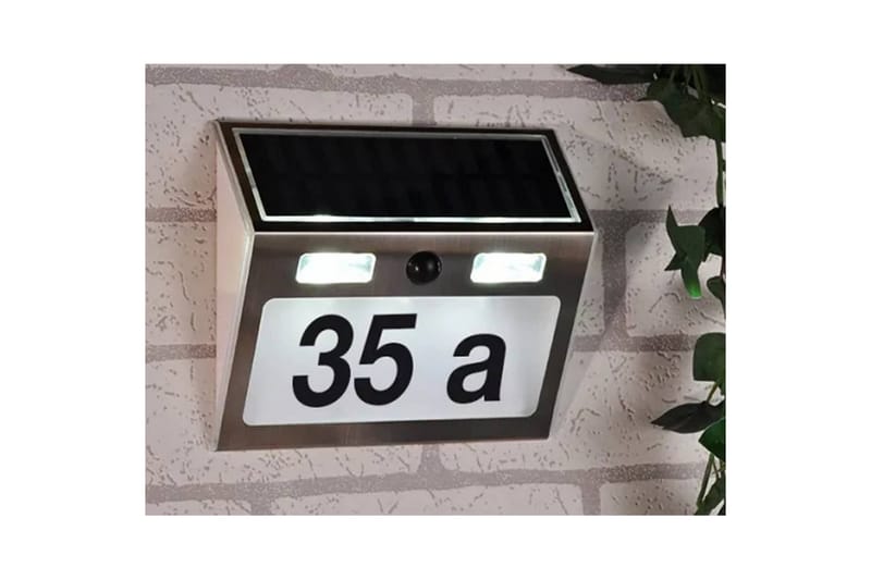 HI Soldrevet opplyst husnummer LED sølv - Silver - Hage - Utemiljø - Hagedekorasjon - Fasaddekor