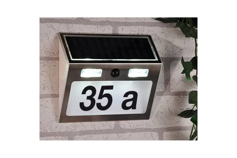 HI Soldrevet opplyst husnummer LED sølv - Silver - Fasaddekor - Fasadesiffer & husnummer