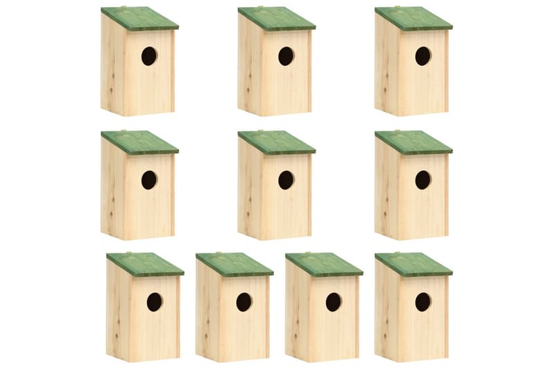 Fuglehus 10 stk heltre gran 12x12x22 cm - Brun - Hage - Utemiljø - Hagedekorasjon - Fuglemater & fuglehus
