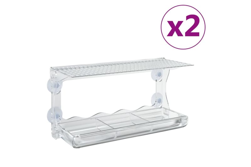 Fuglematere for vindu 2 stk akryl 30x12x15 cm - Gjennomsiktig - Hage - Utemiljø - Hagedekorasjon - Fuglemater & fuglehus