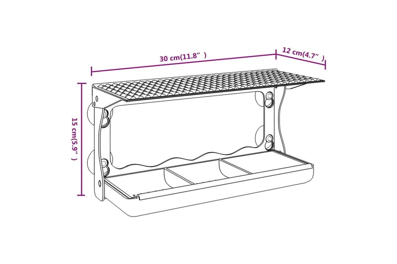 Fuglematere for vindu 2 stk akryl 30x12x15 cm - Gjennomsiktig - Hage - Utemiljø - Hagedekorasjon - Fuglemater & fuglehus