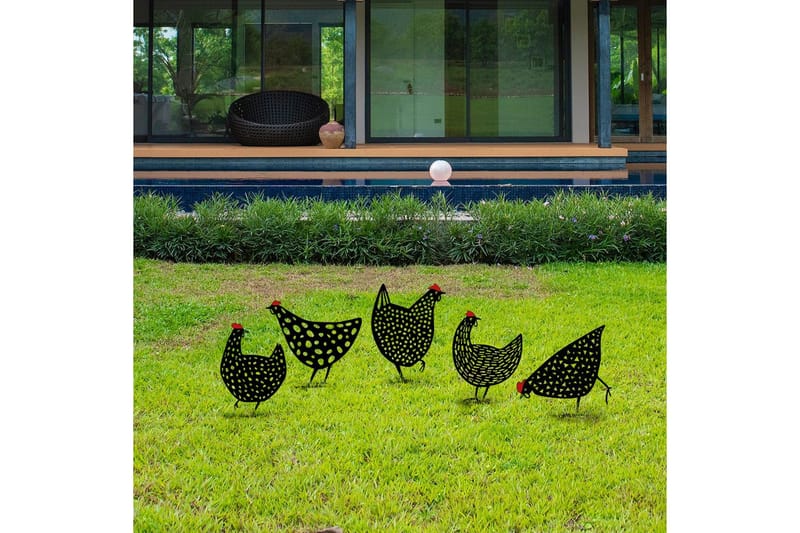 Dekorativt hage metalltilbehør sett Kyllinger Svart - Svart - Hage - Utemiljø - Hagedekorasjon - Hagefigurer & hagepynt - Plastdyr