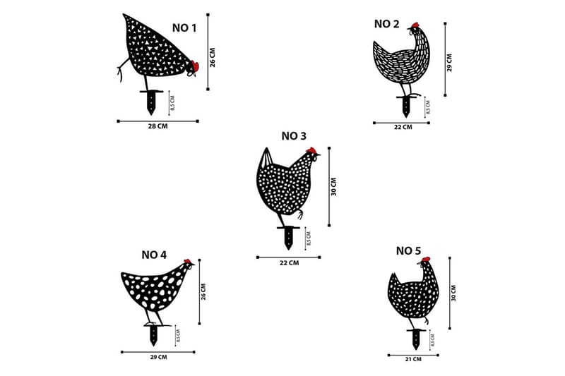 Dekorativt hage metalltilbehør sett Kyllinger Svart - Svart - Hage - Utemiljø - Hagedekorasjon - Hagefigurer & hagepynt - Plastdyr