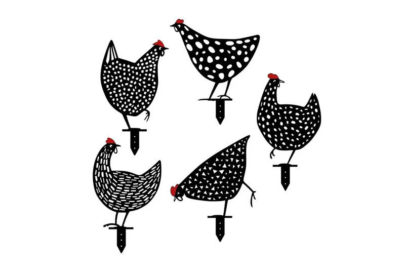 Dekorativt hage metalltilbehør sett Kyllinger Svart - Svart - Hage - Utemiljø - Hagedekorasjon - Hagefigurer & hagepynt - Plastdyr