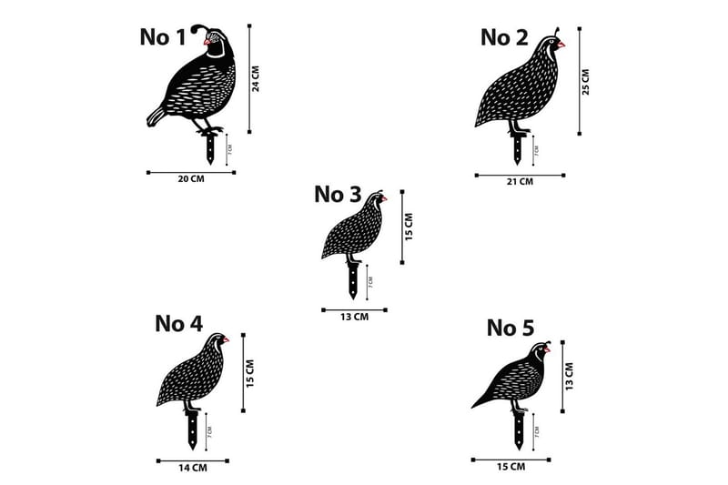 Dekorativt hage metalltilbehør sett Vaktler Svart - Svart - Hage - Utemiljø - Hagedekorasjon - Hagefigurer & hagepynt - Hagestatue