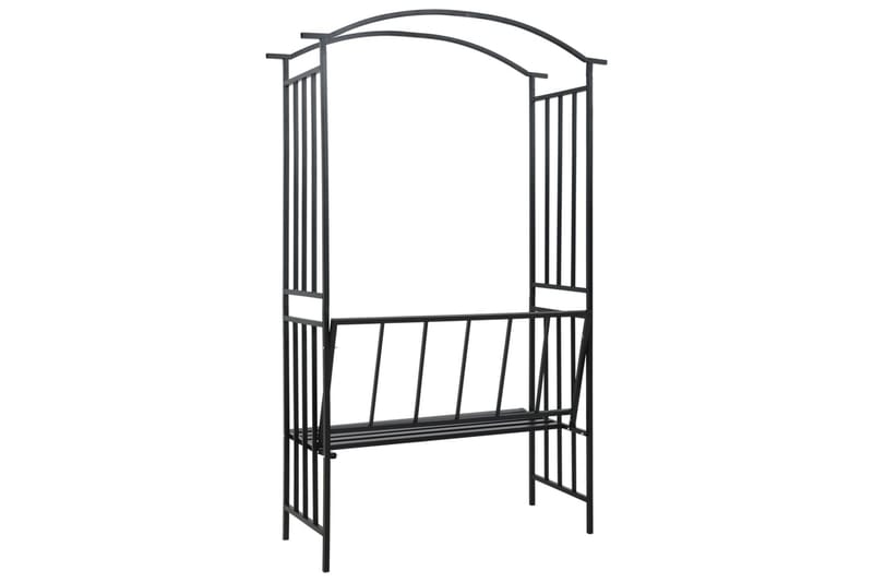 Hagebue med benk svart 114x45x205 cm jern - Hage - Utemiljø - Hagedekorasjon - Hagefigurer & hagepynt