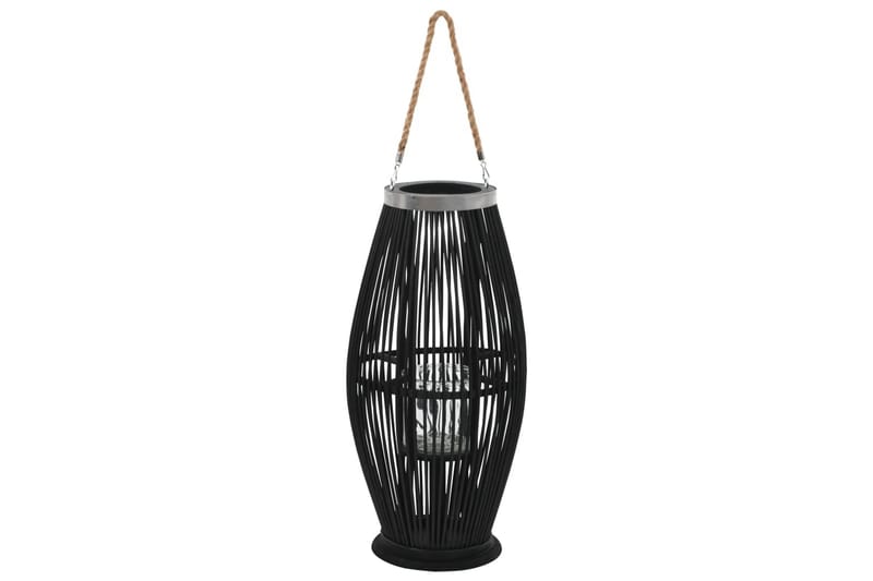 Hengelanterne for stearinlys bambus svart 60 cm - Utelykt - Lysestaker og lykter - Dekorasjon