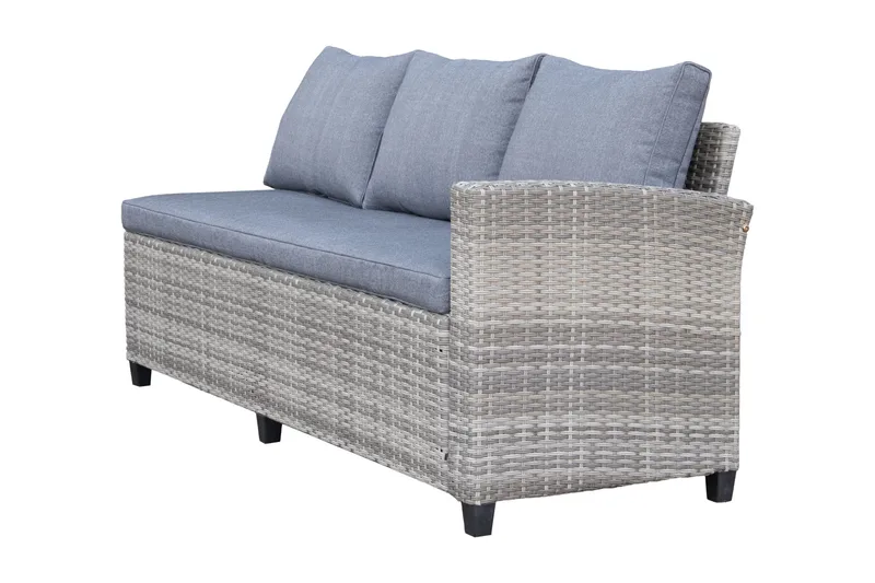 James Light Stor L-formet Vendbar Loungegruppe for Utendørs i Kunstrotting med Oppbevaring og Grå Puter - Grå - Hage - Utemiljø - Veranda & terrasse - Verandamøbler