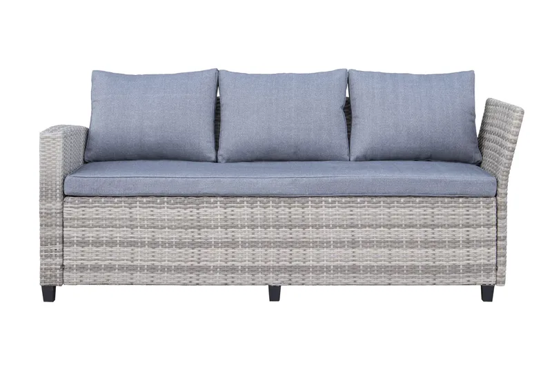 James Light Stor L-formet Vendbar Loungegruppe for Utendørs i Kunstrotting med Oppbevaring og Grå Puter - Grå - Hage - Utemiljø - Veranda & terrasse - Verandamøbler