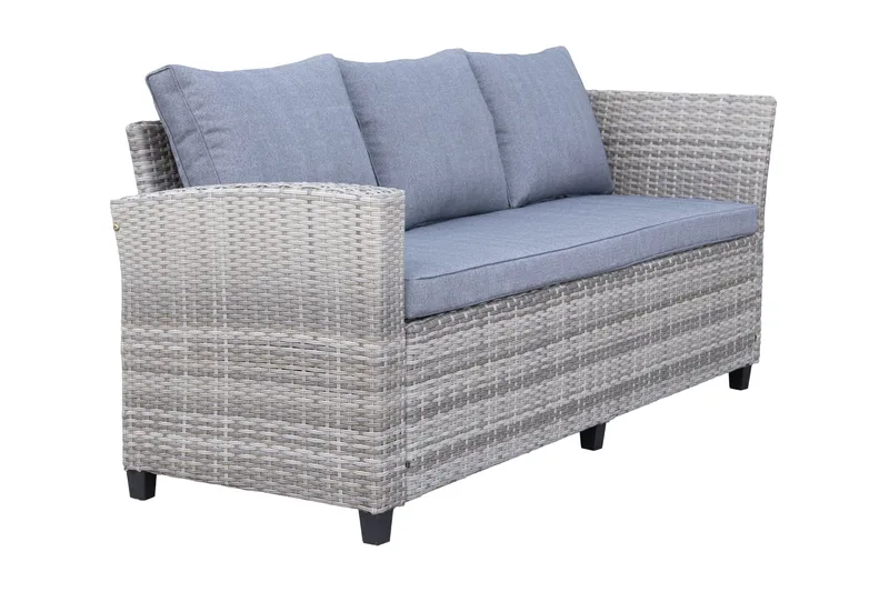 James Light Stor L-formet Vendbar Loungegruppe for Utendørs i Kunstrotting med Oppbevaring og Grå Puter - Grå - Hage - Utemiljø - Veranda & terrasse - Verandamøbler