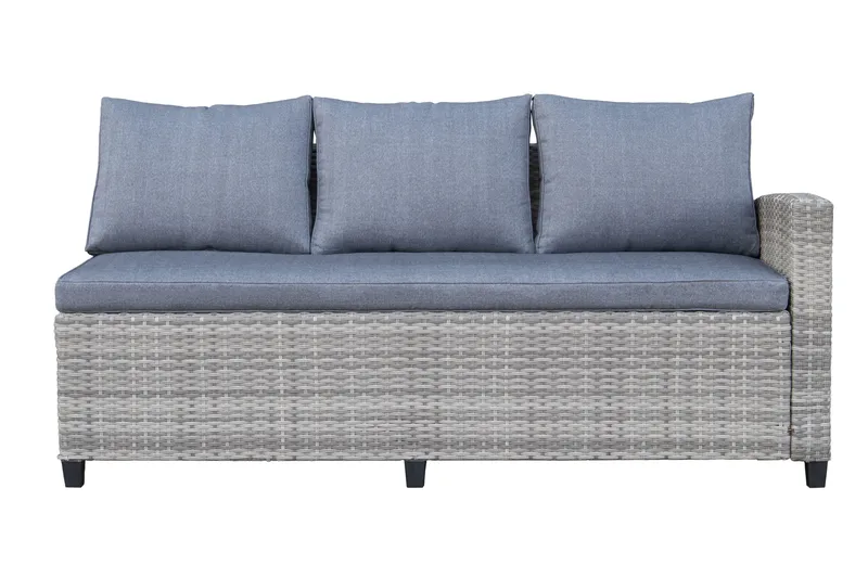 James Light Stor L-formet Vendbar Loungegruppe for Utendørs i Kunstrotting med Oppbevaring og Grå Puter - Grå - Hagemøbler - Loungemøbler - Sofagruppe utendørs