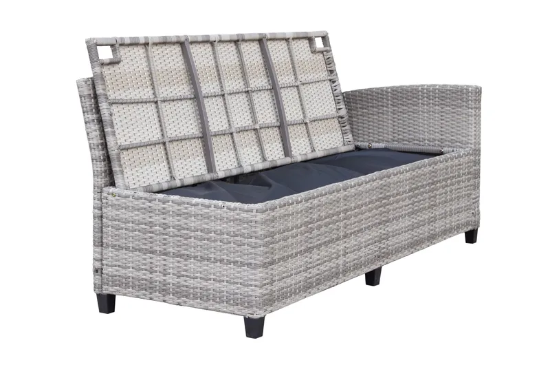 James Light Stor L-formet Vendbar Loungegruppe for Utendørs i Kunstrotting med Oppbevaring og Grå Puter - Grå - Hage - Utemiljø - Veranda & terrasse - Verandamøbler