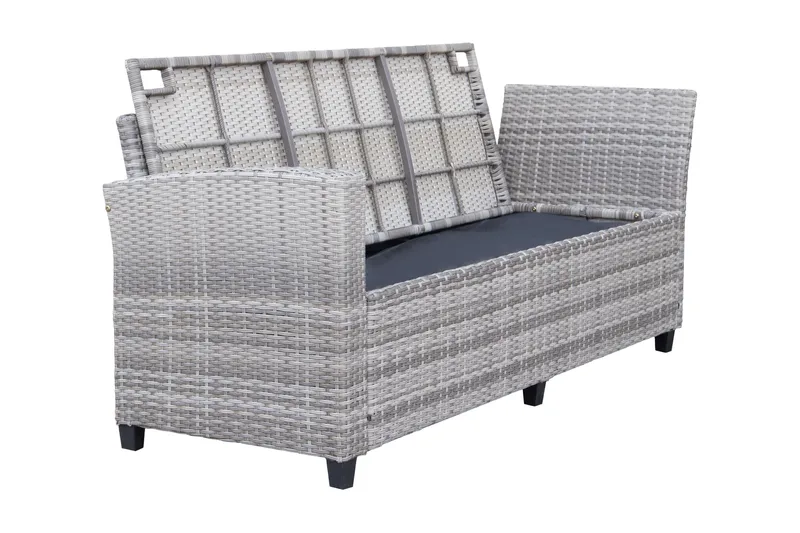 James Light Stor L-formet Vendbar Loungegruppe for Utendørs i Kunstrotting med Oppbevaring og Grå Puter - Grå - Hage - Utemiljø - Veranda & terrasse - Verandamøbler