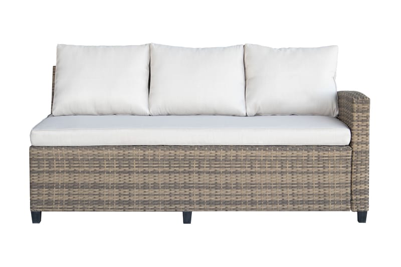 James Light Stor L-formet Vendbar Loungegruppe for Utendørs i Kunstrotting med Oppbevaring og Hvite Puter - Natur - Hage - Utemiljø - Veranda & terrasse - Verandamøbler