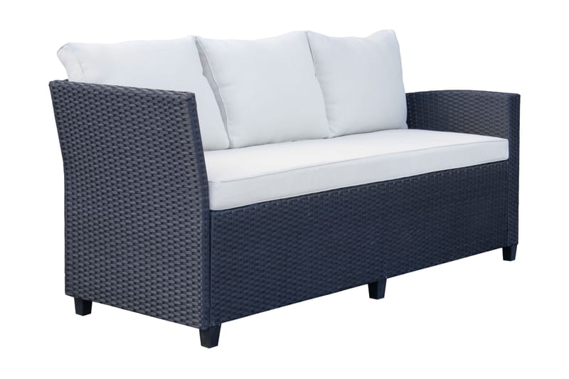 James Light Stor L-formet Vendbar Loungegruppe for Utendørs i Kunstrotting med Oppbevaring og Hvite Puter - Svart - Hage - Utemiljø - Veranda & terrasse - Verandamøbler