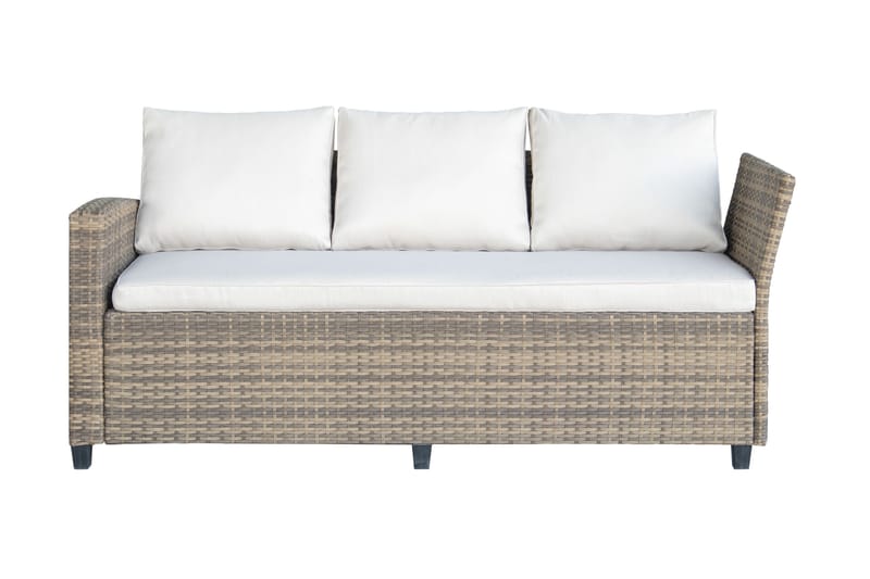 James Light Stor L-formet Vendbar Loungegruppe for Utendørs i Kunstrotting med Oppbevaring og Hvite Puter - Natur - Hage - Utemiljø - Veranda & terrasse - Verandamøbler