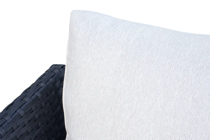 James Light Stor L-formet Vendbar Loungegruppe for Utendørs i Kunstrotting med Oppbevaring og Hvite Puter - Svart - Hage - Utemiljø - Veranda & terrasse - Verandamøbler