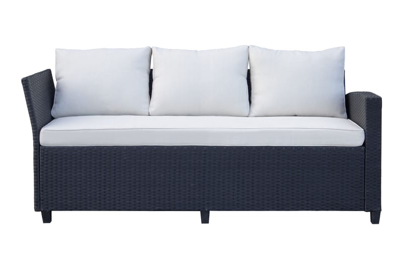 James Light Stor L-formet Vendbar Loungegruppe for Utendørs i Kunstrotting med Oppbevaring og Hvite Puter - Svart - Hage - Utemiljø - Veranda & terrasse - Verandamøbler