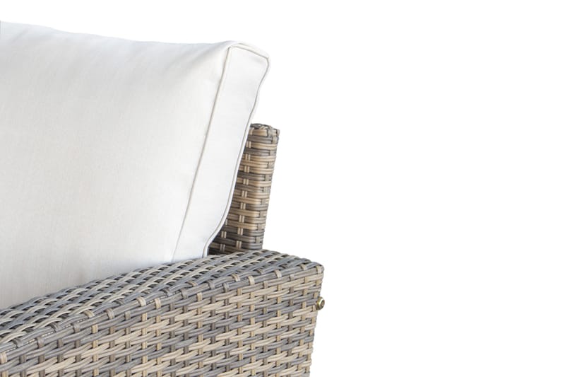 James Light Stor L-formet Vendbar Loungegruppe for Utendørs i Kunstrotting med Oppbevaring og Hvite Puter - Natur - Hage - Utemiljø - Veranda & terrasse - Verandamøbler