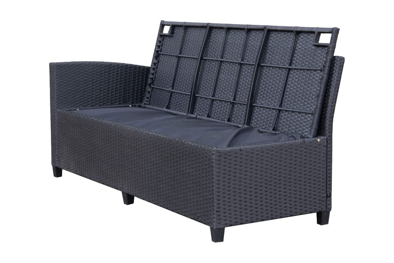 James Light Stor L-formet Vendbar Loungegruppe for Utendørs i Kunstrotting med Oppbevaring og Hvite Puter - Svart - Hage - Utemiljø - Veranda & terrasse - Verandamøbler