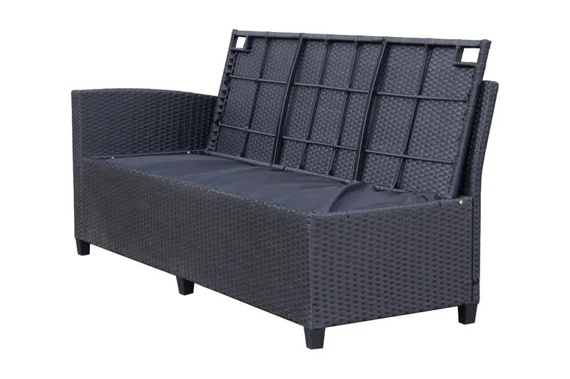 James Light Stor L-formet Vendbar Loungegruppe for Utendørs i Kunstrotting med Oppbevaring og Hvite Puter - Svart - Hage - Utemiljø - Veranda & terrasse - Verandamøbler