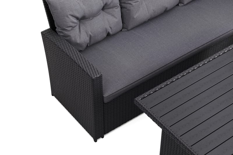 James loungegruppe utendørs – 5-seters sofagruppe i kunstrotting - Svart - Hage - Utemiljø - Veranda & terrasse - Verandamøbler