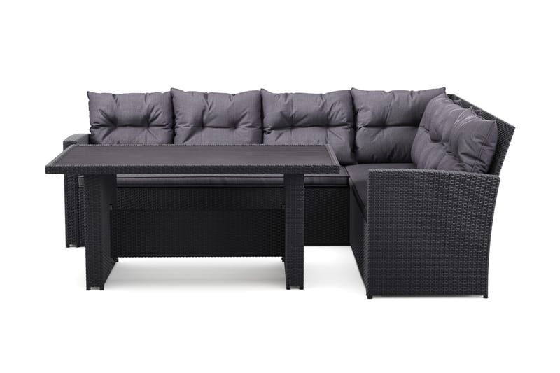 James loungegruppe utendørs – 5-seters sofagruppe i kunstrotting - Svart - Hage - Utemiljø - Veranda & terrasse - Verandamøbler