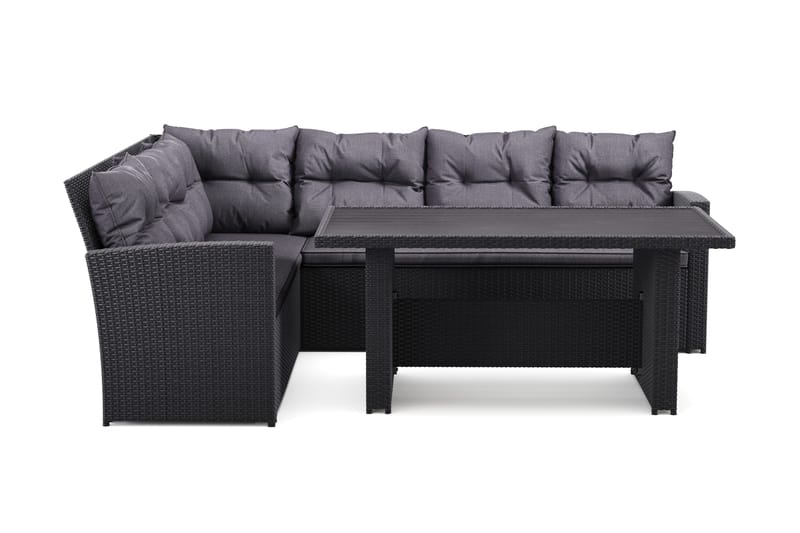 James loungegruppe utendørs venstre – 5-seters sofagruppe i kunstrotting - Svart - Hage - Utemiljø - Veranda & terrasse - Verandamøbler