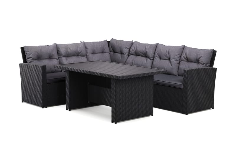James loungegruppe utendørs venstre – 5-seters sofagruppe i kunstrotting - Svart - Hage - Utemiljø - Veranda & terrasse - Verandamøbler