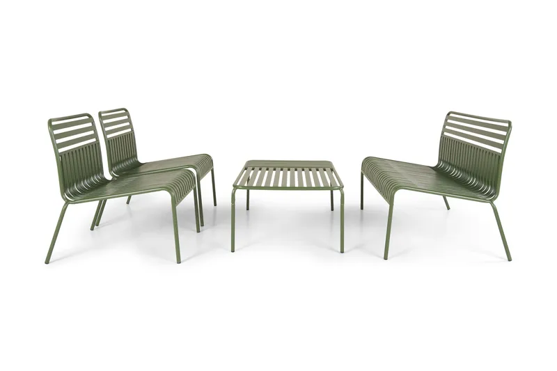 Jarva liten 4-seters sofagruppe utendørs i metall - Oliv - Hage - Utemiljø - Veranda & terrasse - Verandamøbler